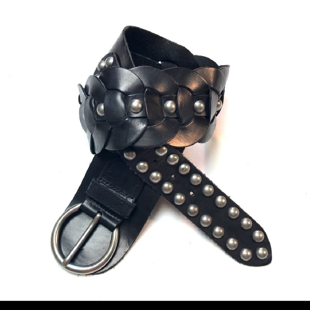 Betsey Johnson Black Leather Studded Belt - Picture 4 of 7